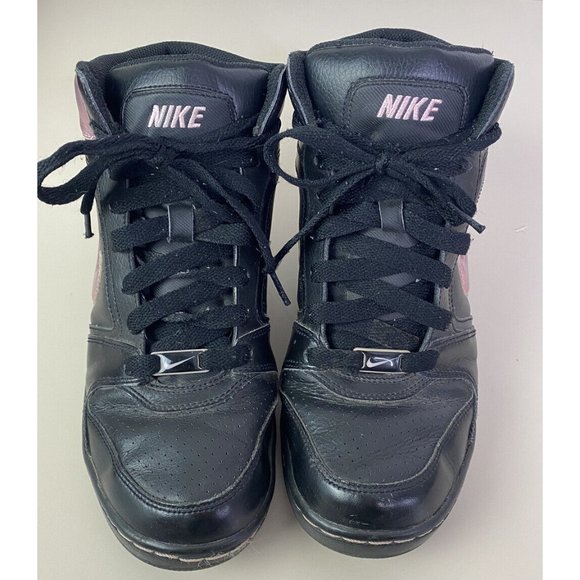 Nike Air Women Sz 8.5 Black Pink Metallic Swoosh High Top Athletic Sneaker Shoes - Picture 7 of 10